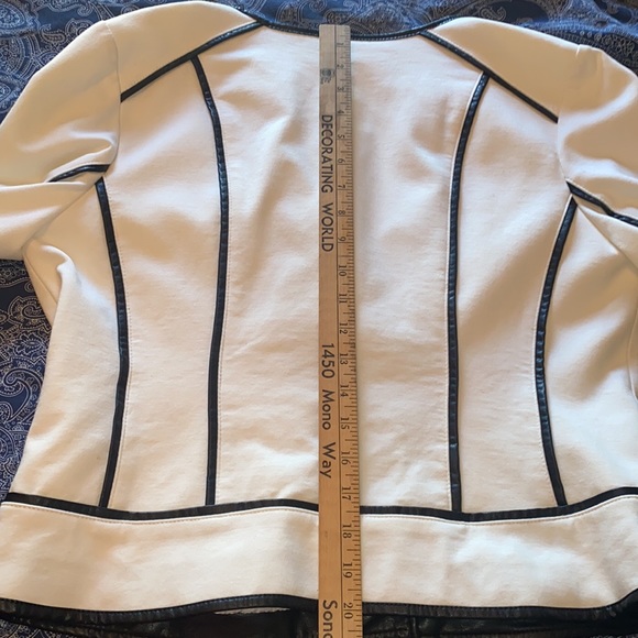 INC-International Concepts Jacket-White with Black Vegan Leather Trim. Size L. - Picture 6 of 8